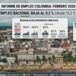 DESEMPLEO EN COLOMBIA BAJA AL 9,2 % EN FEBRERO, PERO PERSISTEN BRECHAS DE GÉNERO Y REGIONALES
